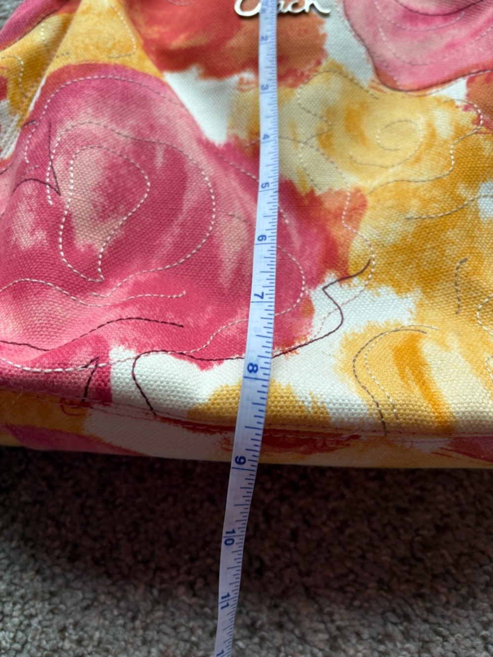 Coach Ashley Multicolor Floral Canvas Hobo Tote Bag - Picture 9 of 11